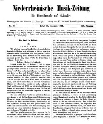 Niederrheinische Musik-Zeitung für Kunstfreunde und Künstler Samstag 22. September 1866