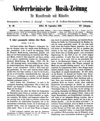 Niederrheinische Musik-Zeitung für Kunstfreunde und Künstler Samstag 29. September 1866