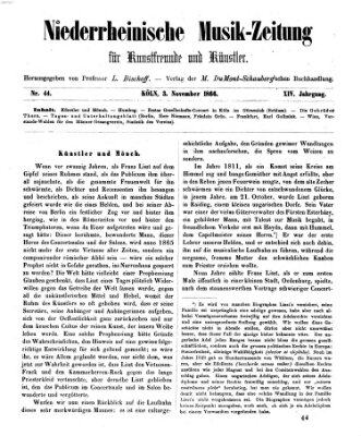 Niederrheinische Musik-Zeitung für Kunstfreunde und Künstler Samstag 3. November 1866