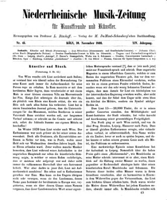 Niederrheinische Musik-Zeitung für Kunstfreunde und Künstler Samstag 10. November 1866