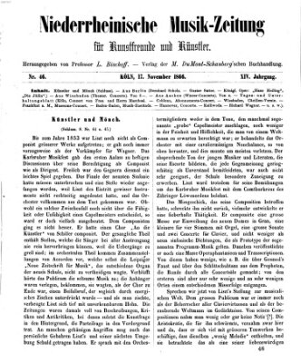 Niederrheinische Musik-Zeitung für Kunstfreunde und Künstler Samstag 17. November 1866