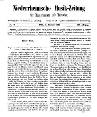 Niederrheinische Musik-Zeitung für Kunstfreunde und Künstler Samstag 15. Dezember 1866