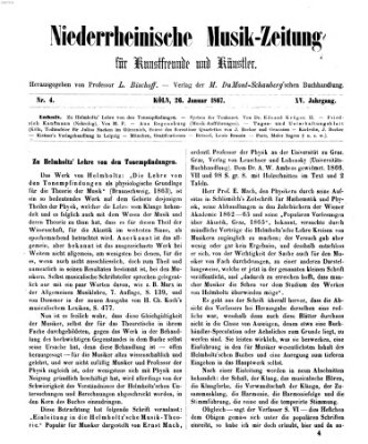 Niederrheinische Musik-Zeitung für Kunstfreunde und Künstler Samstag 26. Januar 1867