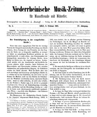 Niederrheinische Musik-Zeitung für Kunstfreunde und Künstler Samstag 2. Februar 1867