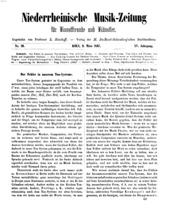 Niederrheinische Musik-Zeitung für Kunstfreunde und Künstler Samstag 9. März 1867