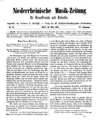 Niederrheinische Musik-Zeitung für Kunstfreunde und Künstler Samstag 16. März 1867