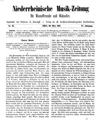 Niederrheinische Musik-Zeitung für Kunstfreunde und Künstler Samstag 30. März 1867