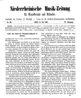 Niederrheinische Musik-Zeitung für Kunstfreunde und Künstler Samstag 18. Mai 1867