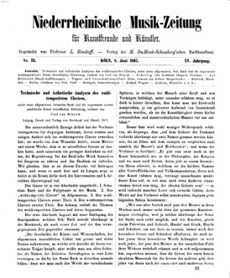 Niederrheinische Musik-Zeitung für Kunstfreunde und Künstler Samstag 8. Juni 1867