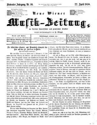 Neue Wiener Musik-Zeitung Donnerstag 22. April 1858