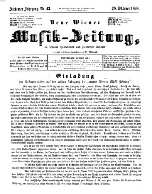 Neue Wiener Musik-Zeitung Donnerstag 28. Oktober 1858