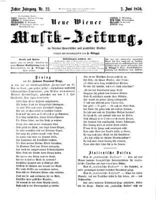 Neue Wiener Musik-Zeitung Donnerstag 2. Juni 1859