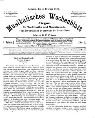 Musikalisches Wochenblatt Freitag 4. Februar 1870