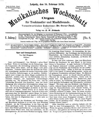 Musikalisches Wochenblatt Freitag 18. Februar 1870