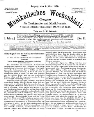 Musikalisches Wochenblatt Freitag 4. März 1870