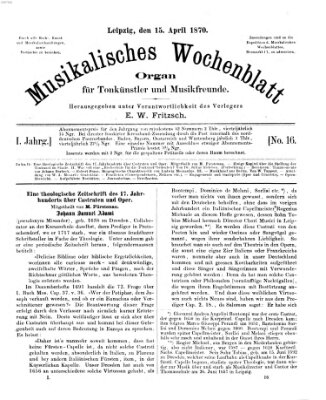 Musikalisches Wochenblatt Freitag 15. April 1870