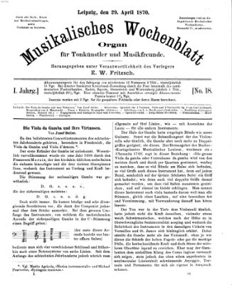 Musikalisches Wochenblatt Freitag 29. April 1870