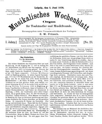 Musikalisches Wochenblatt Freitag 3. Juni 1870