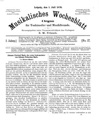 Musikalisches Wochenblatt Freitag 1. Juli 1870