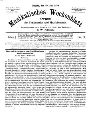 Musikalisches Wochenblatt Freitag 29. Juli 1870