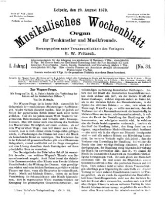 Musikalisches Wochenblatt Freitag 19. August 1870