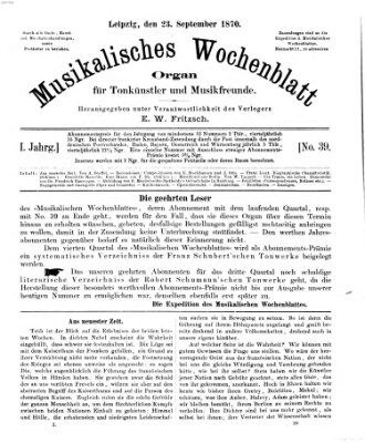 Musikalisches Wochenblatt Freitag 23. September 1870