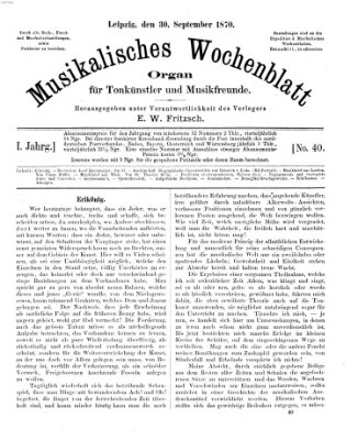 Musikalisches Wochenblatt Freitag 30. September 1870