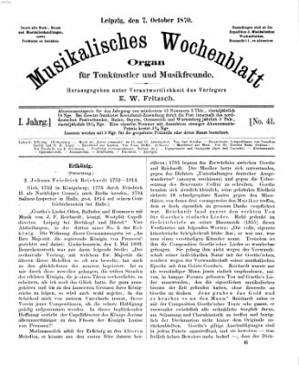 Musikalisches Wochenblatt Freitag 7. Oktober 1870