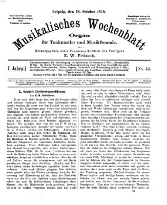 Musikalisches Wochenblatt Freitag 28. Oktober 1870