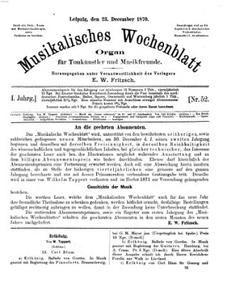 Musikalisches Wochenblatt Freitag 23. Dezember 1870