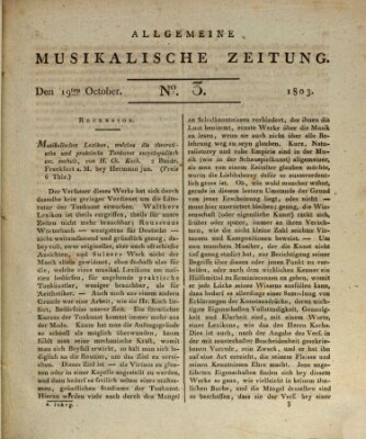 Allgemeine musikalische Zeitung Mittwoch 19. Oktober 1803