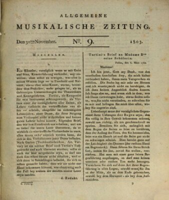 Allgemeine musikalische Zeitung Mittwoch 30. November 1803