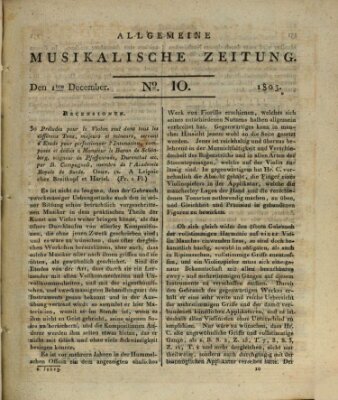 Allgemeine musikalische Zeitung Donnerstag 1. Dezember 1803