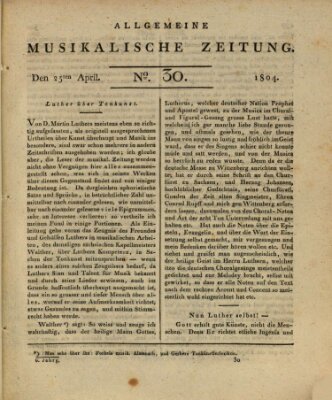 Allgemeine musikalische Zeitung Mittwoch 25. April 1804