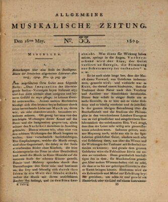 Allgemeine musikalische Zeitung Mittwoch 16. Mai 1804