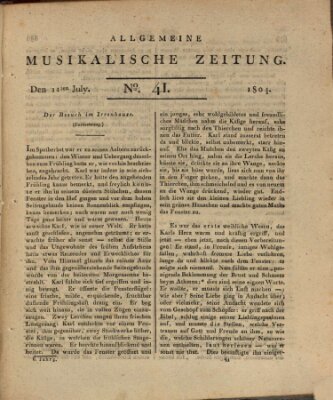 Allgemeine musikalische Zeitung Mittwoch 11. Juli 1804