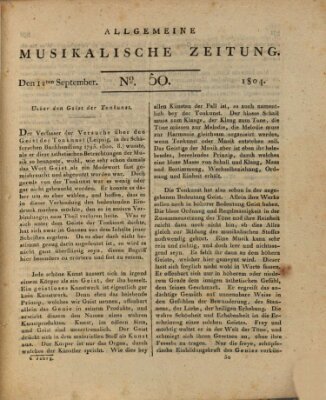 Allgemeine musikalische Zeitung Mittwoch 12. September 1804