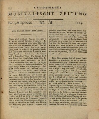 Allgemeine musikalische Zeitung Mittwoch 19. September 1804