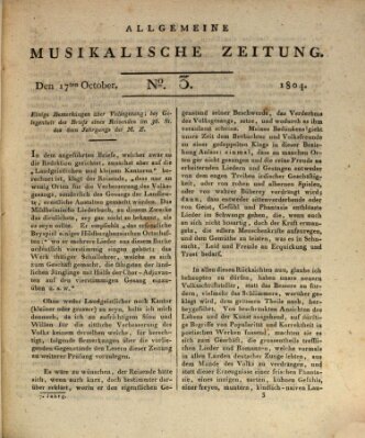 Allgemeine musikalische Zeitung Mittwoch 17. Oktober 1804