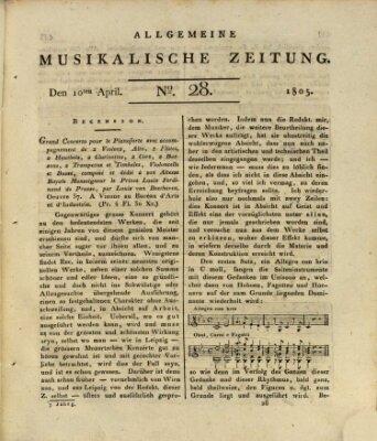 Allgemeine musikalische Zeitung Mittwoch 10. April 1805