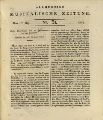 Allgemeine musikalische Zeitung Mittwoch 1. Mai 1805