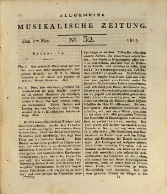 Allgemeine musikalische Zeitung Mittwoch 8. Mai 1805