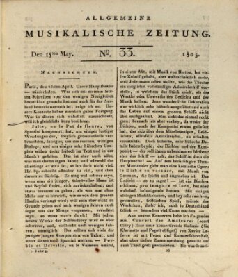 Allgemeine musikalische Zeitung Mittwoch 15. Mai 1805