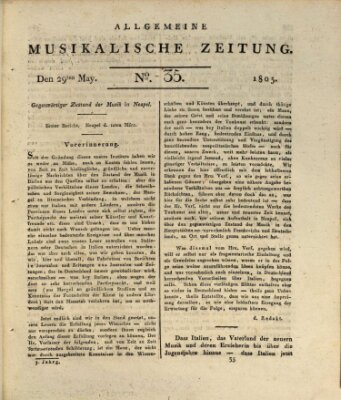 Allgemeine musikalische Zeitung Mittwoch 29. Mai 1805