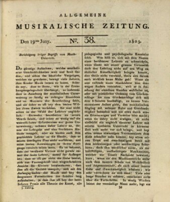 Allgemeine musikalische Zeitung Mittwoch 19. Juni 1805