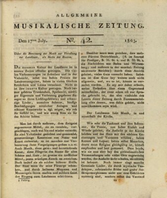 Allgemeine musikalische Zeitung Mittwoch 17. Juli 1805