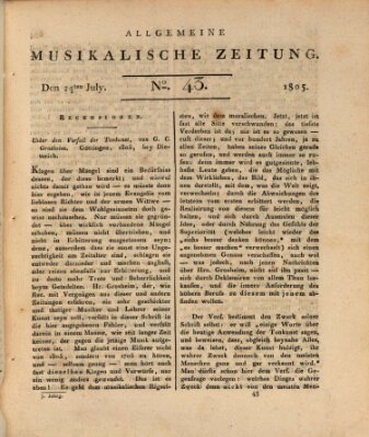 Allgemeine musikalische Zeitung Mittwoch 24. Juli 1805