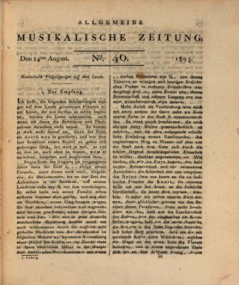 Allgemeine musikalische Zeitung Mittwoch 14. August 1805