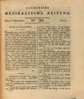 Allgemeine musikalische Zeitung Mittwoch 11. September 1805