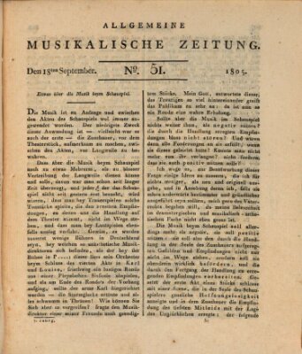 Allgemeine musikalische Zeitung Mittwoch 18. September 1805